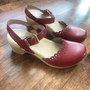 Dansko Red Mary Jane’s with cutout details